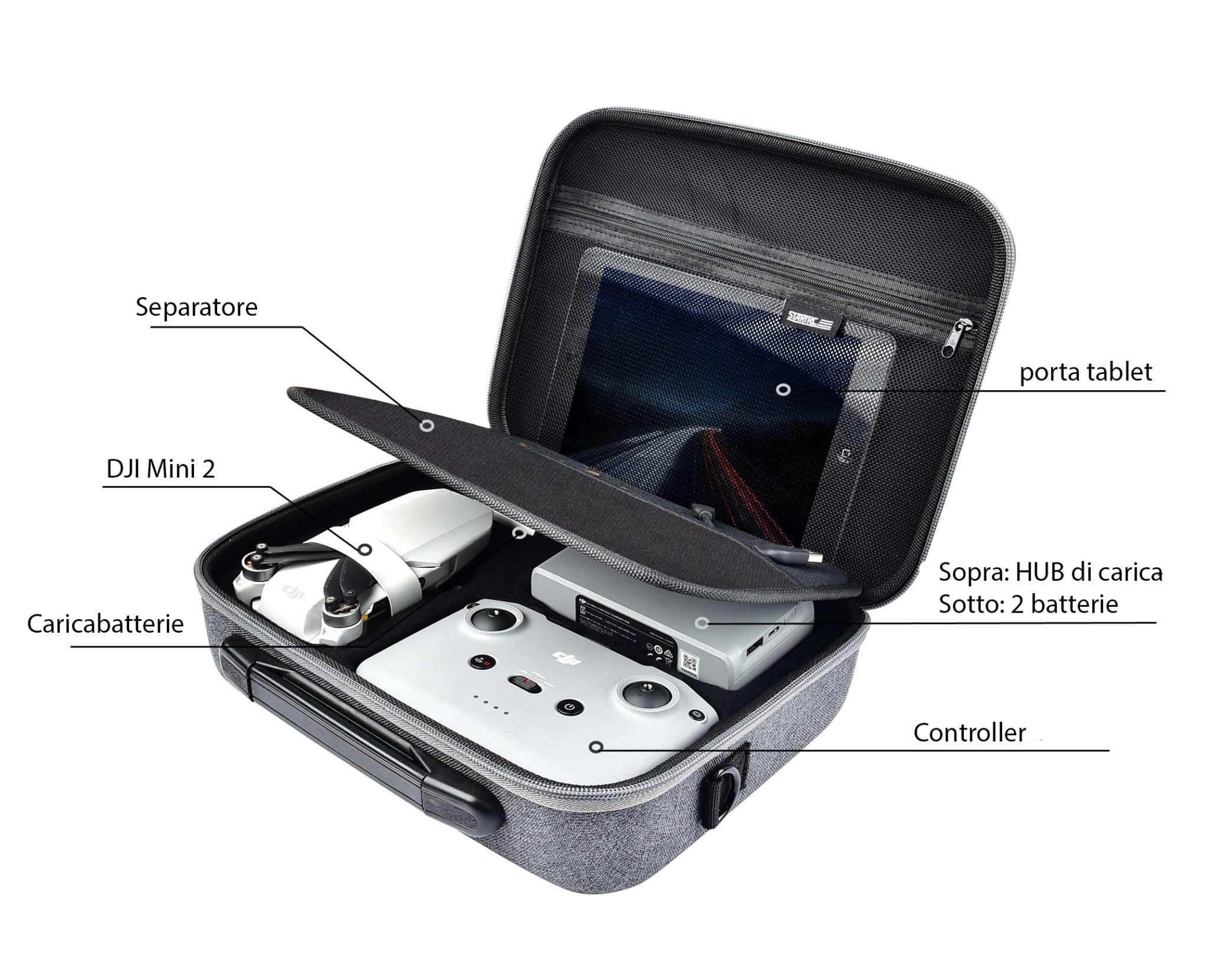 SENLINLIN Custodia per DJI Mini 4K, Mini 2 SE/2 Drone – Borsa rigida compatta e impermeabile con tracolla, protezione antiurto – Grigio (Solo custodia) - Giochi e Prodotti per l'Età Evolutiva