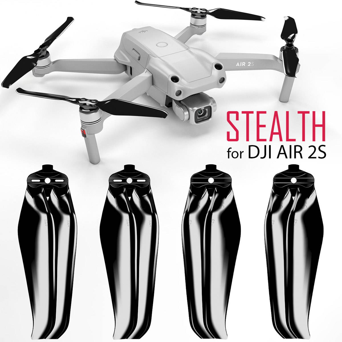 Master Airscrews Eliche STEALTH nero - Dji Air 2S - Eliche silenziose Dji Air 2s - Eliche Dji Air 2s